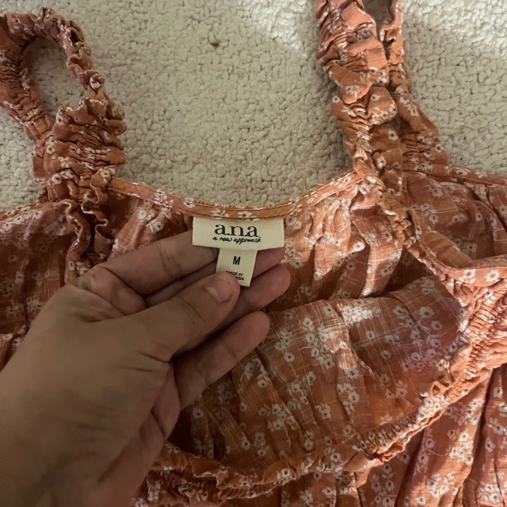 a.n.a Floral Smocked summer floral Cottagecore Rust Crop Top Orange M - Picture 9 of 11